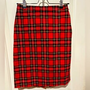 J.Crew printed pencil skirt Red Plaid